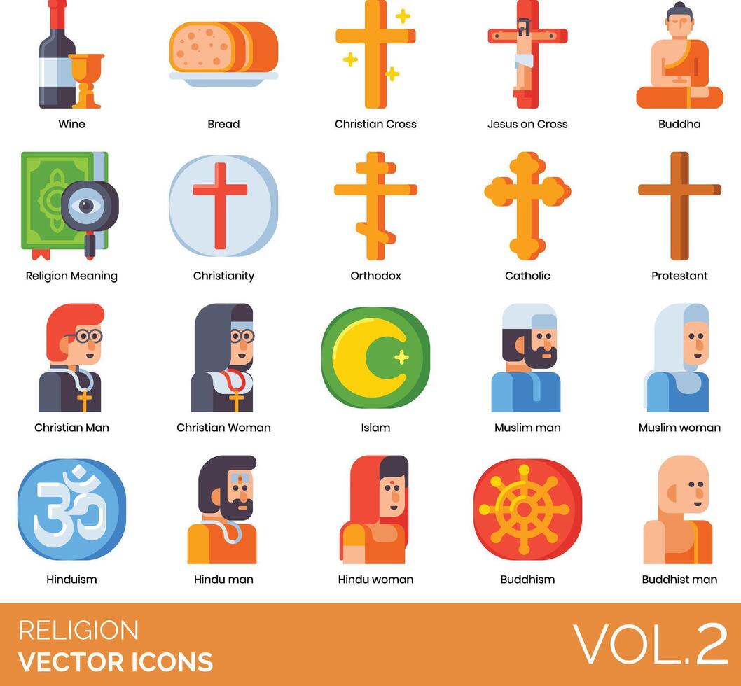 Religion icons set, volume 2, illustration vector