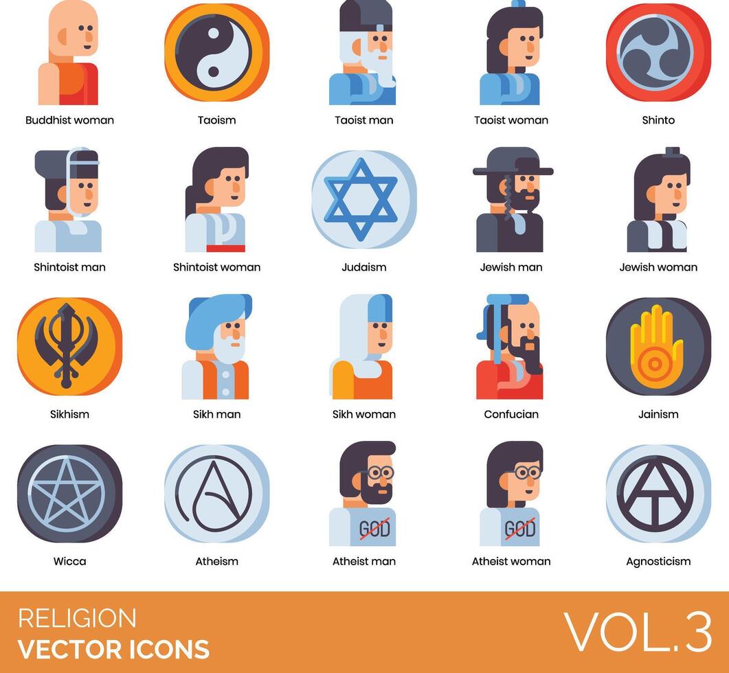 Religion and religious icons set, vol 3 vector
