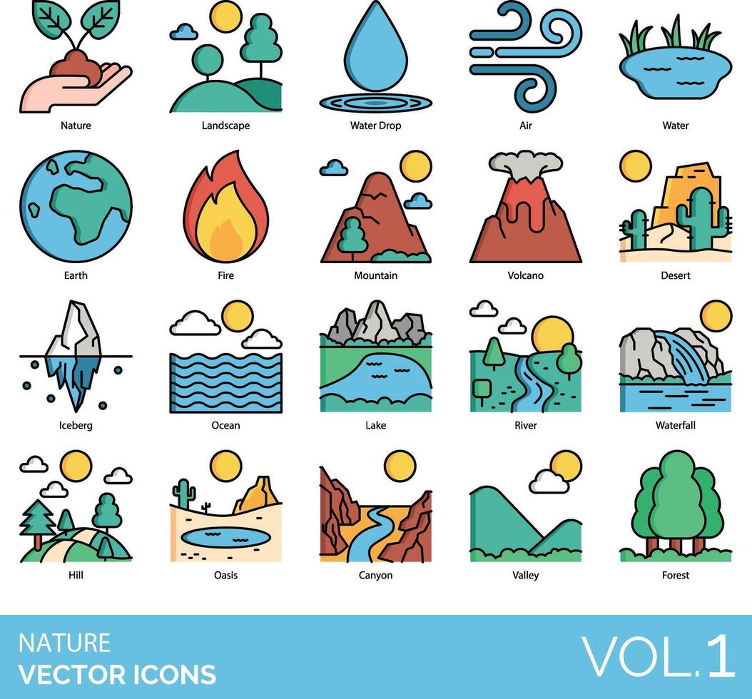 Nature icons set, illustration vector