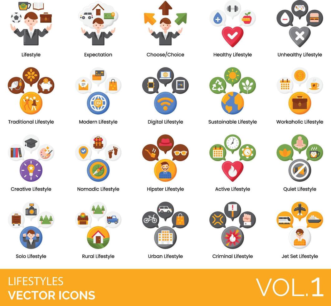 Lifestyle icons set 1 vector