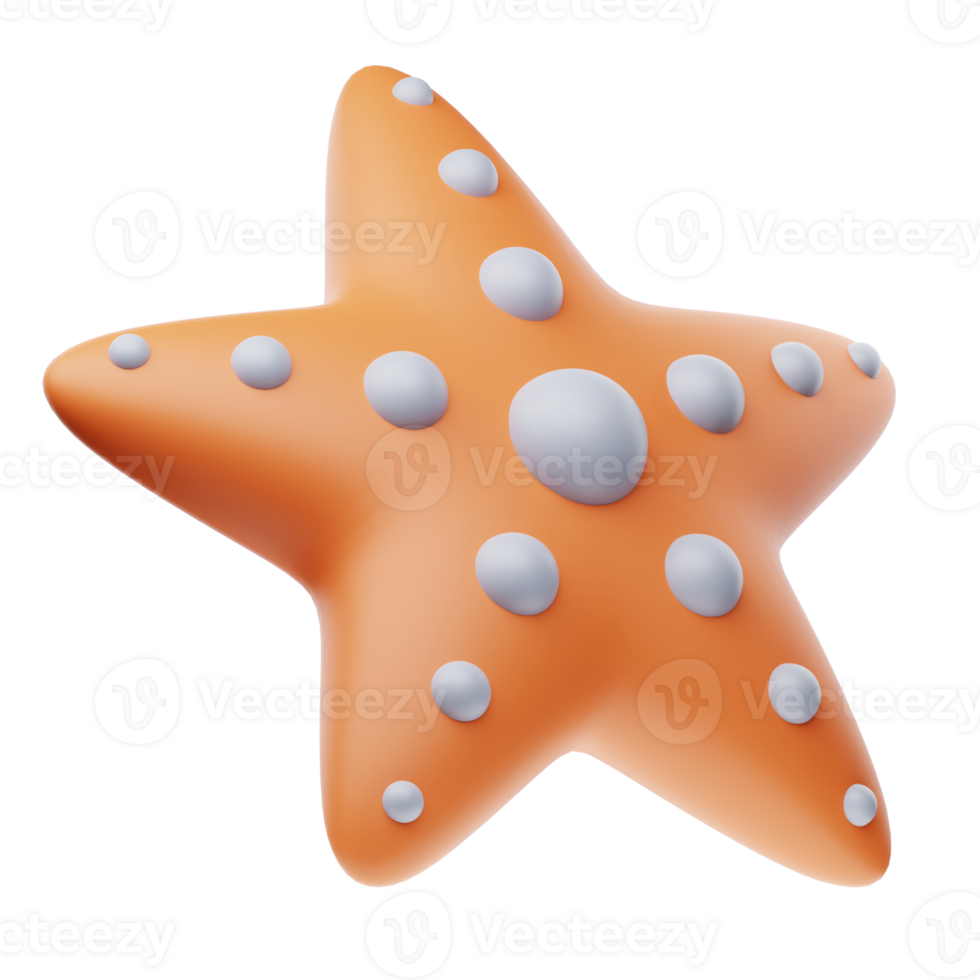 An orange starfish with white dots on it png