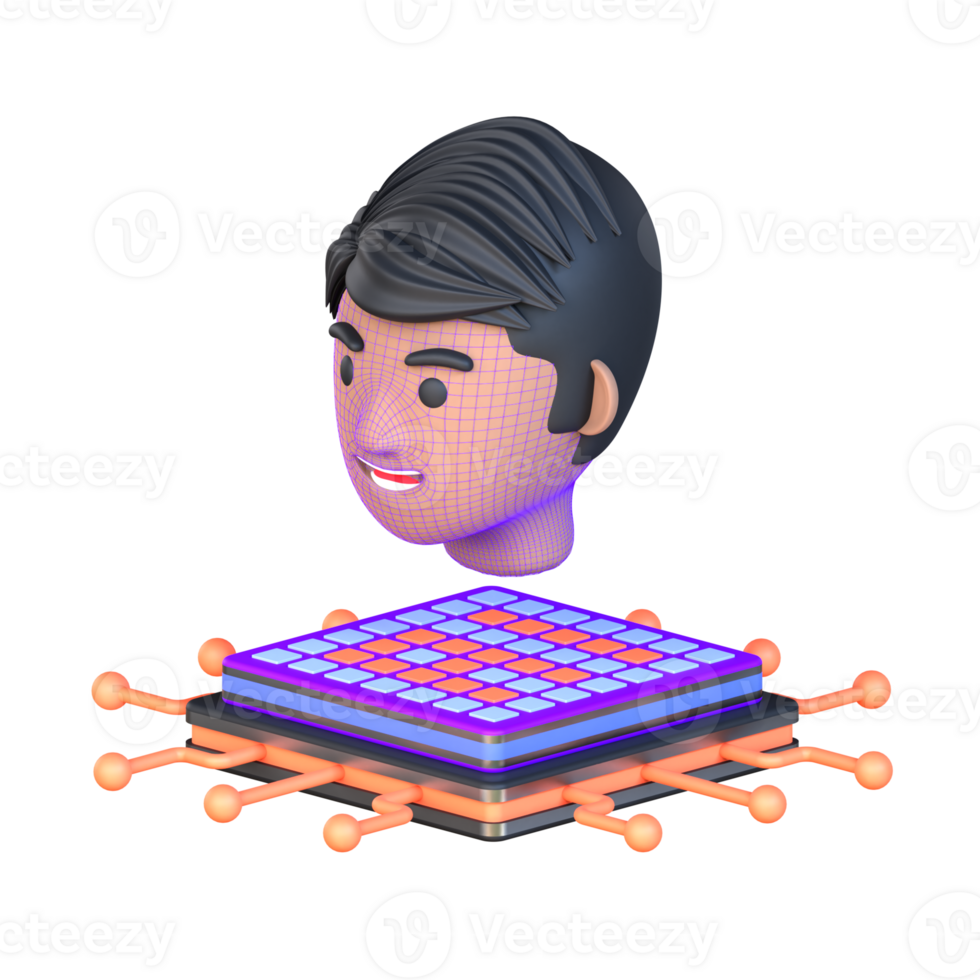 A man with a computer chip on his head png