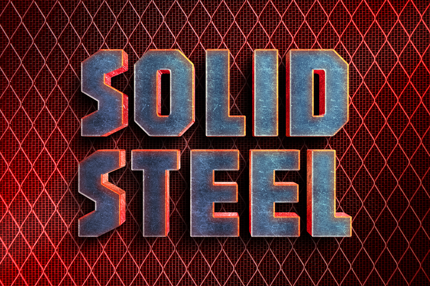 Solid 3D Steel Text Effect psd