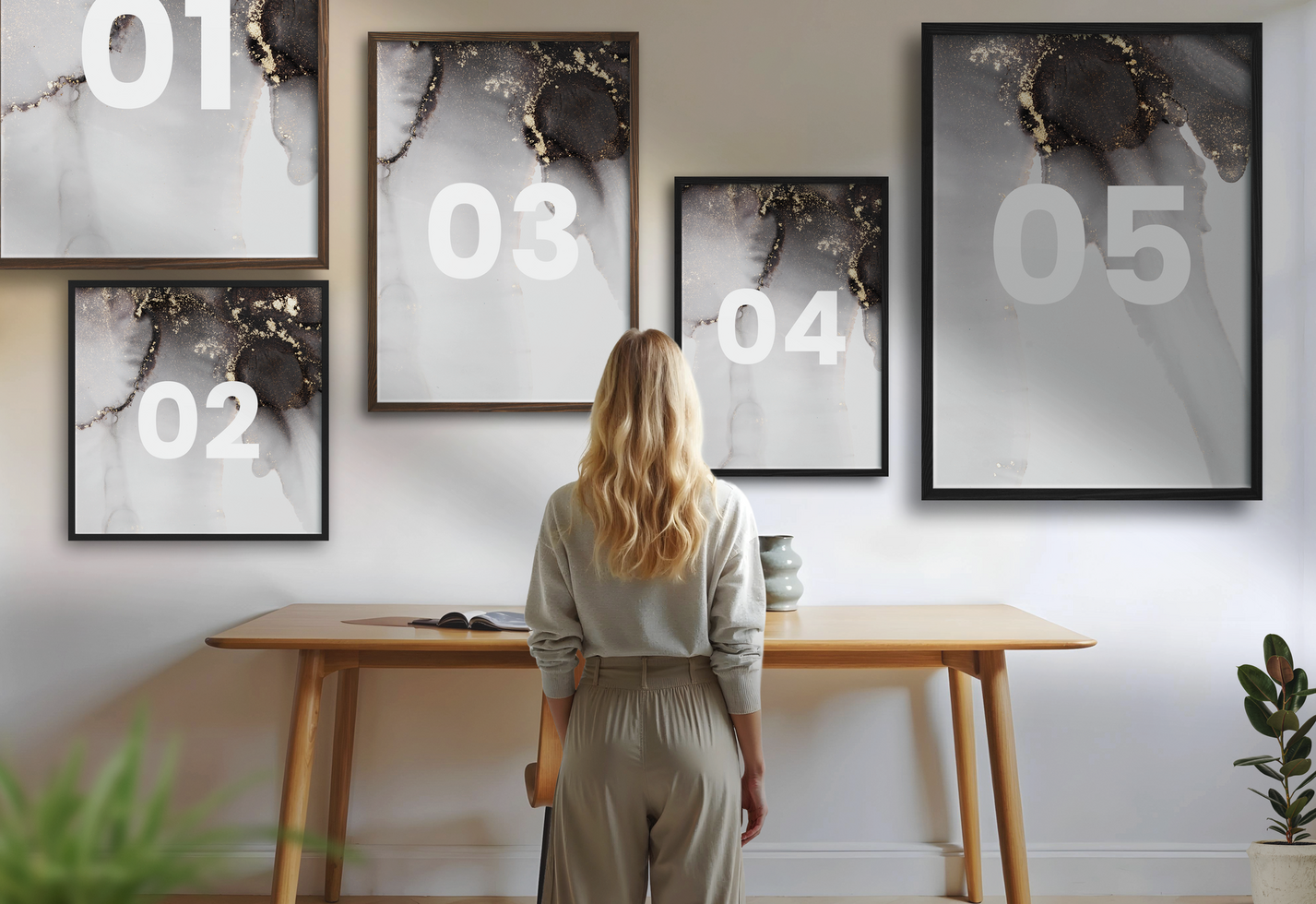 Canvas and Picture Frames Mockup with Women psd