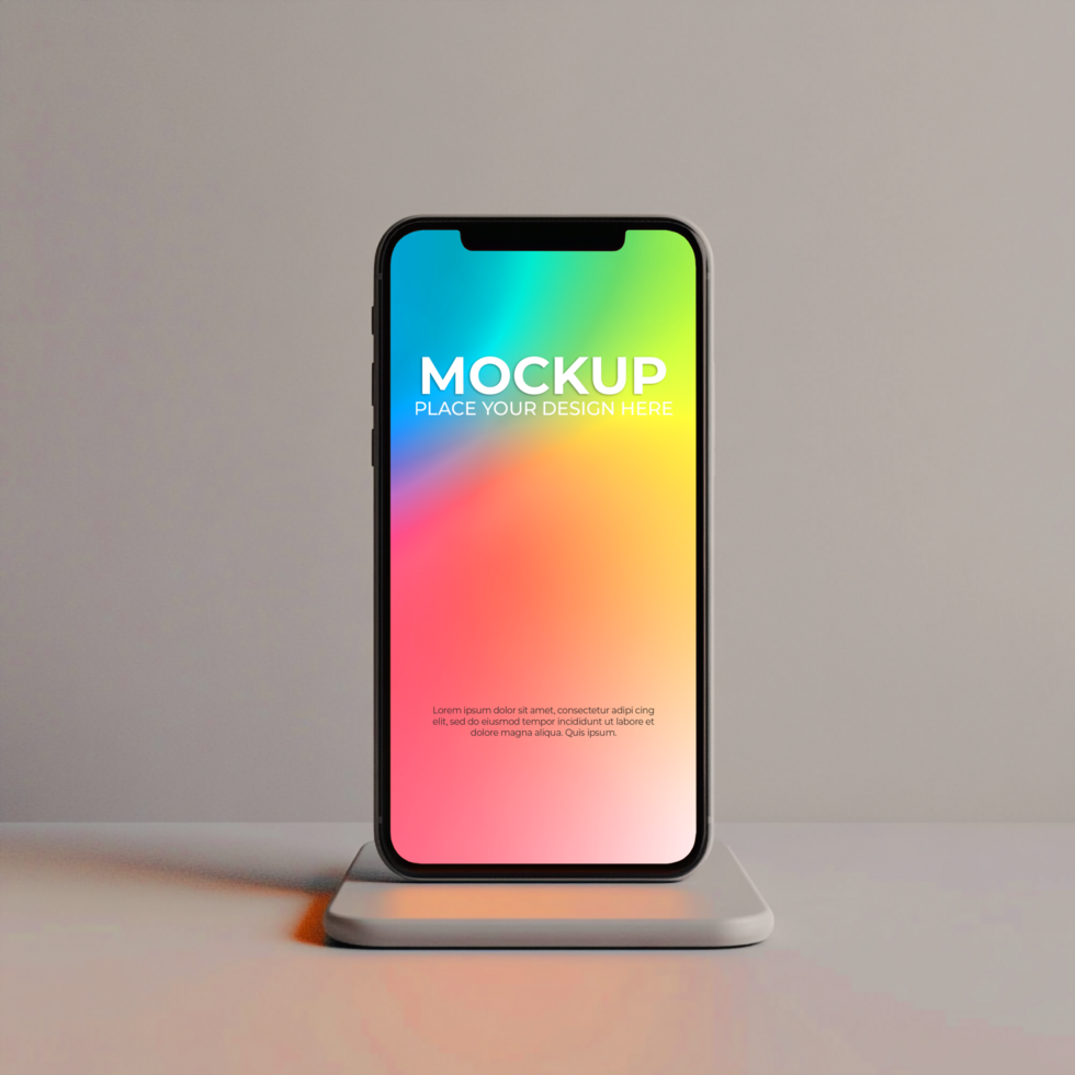 Vibrant Smartphone Mockup Colorful Screen Display on Wireless Charger psd