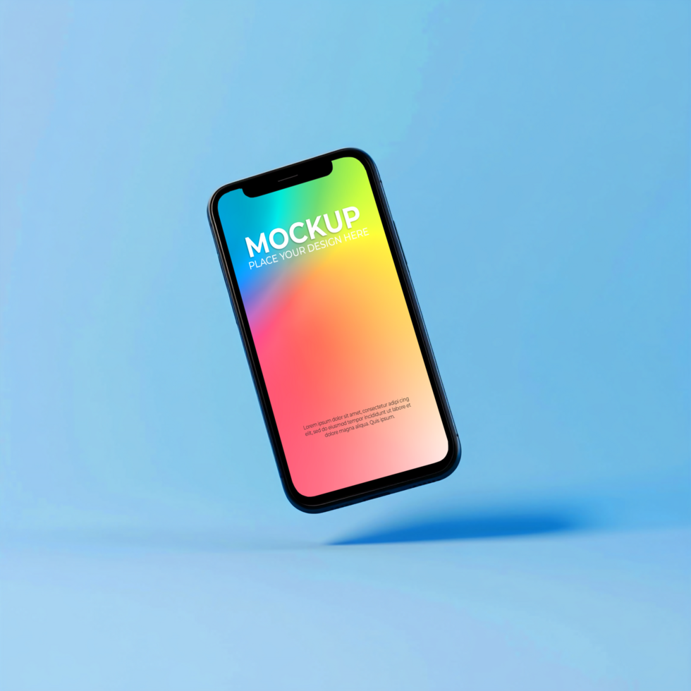 Vibrant Smartphone Mockup Colorful Screen Levitation Design Mobile Technology Presentation psd