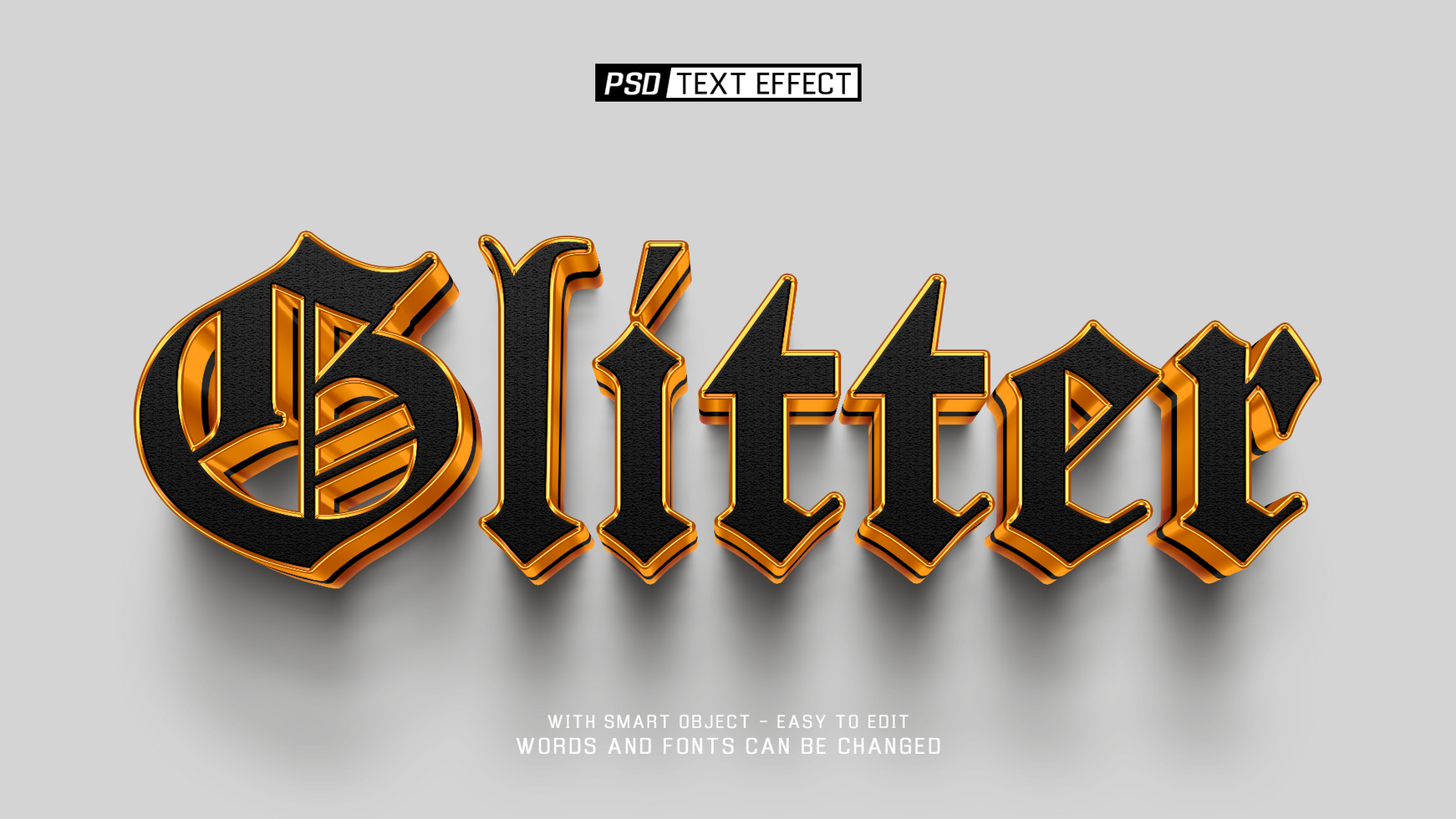 glitter 3d text effect psd