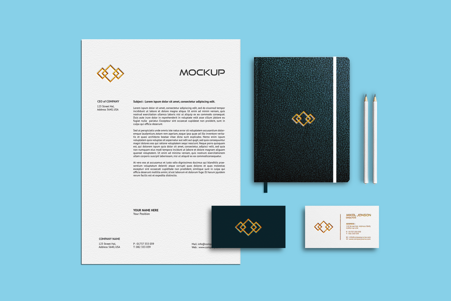 Letterhead Notebook Stationary Mockup Template psd