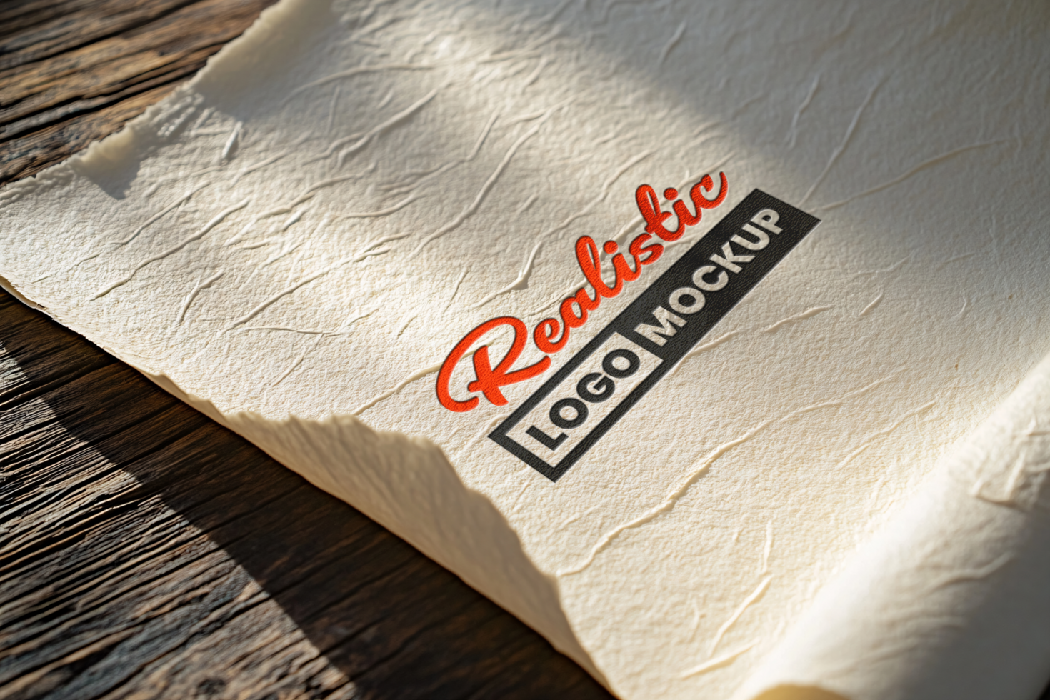 logo mockup on torn paper psd