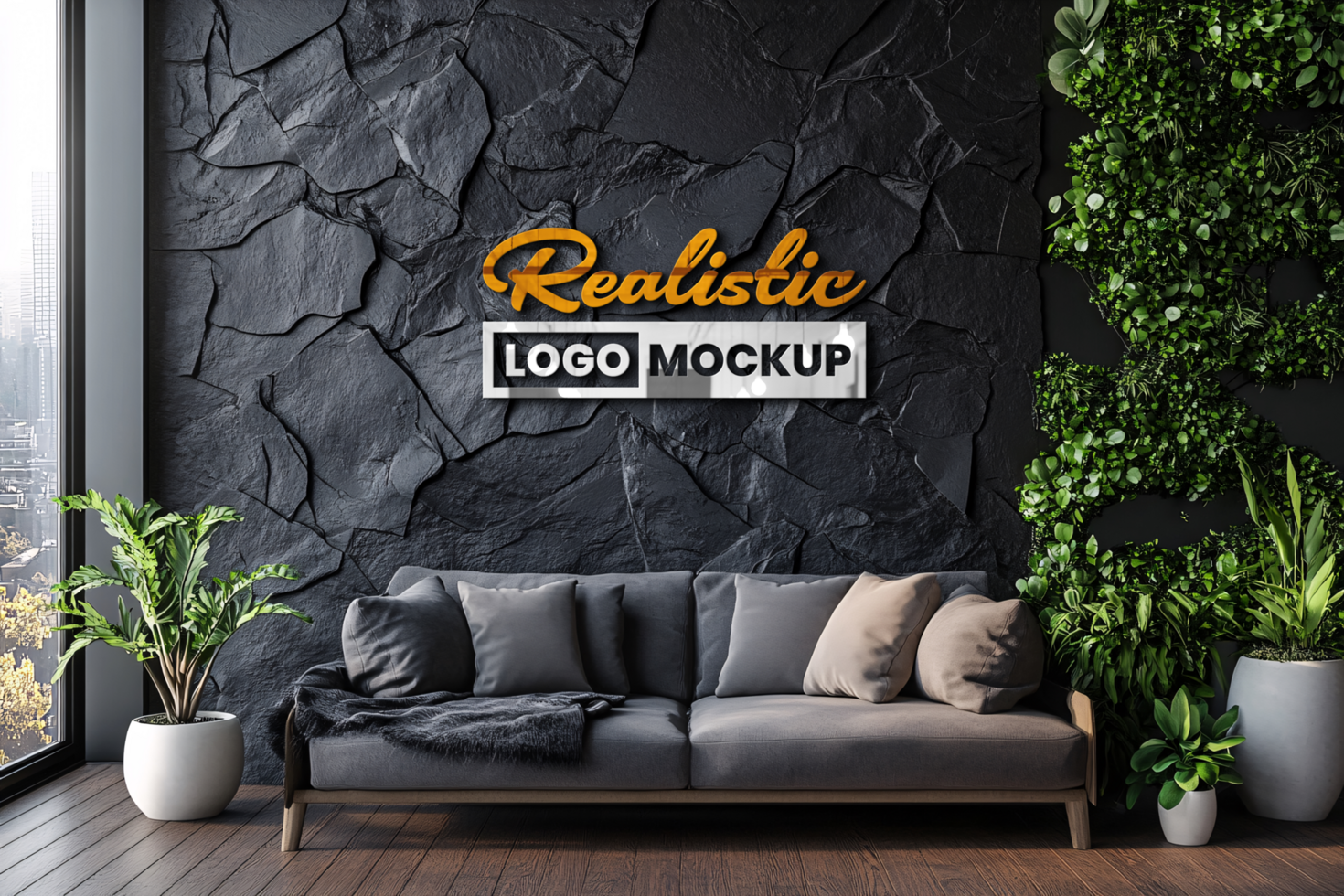 3d office wall logo mockup psd