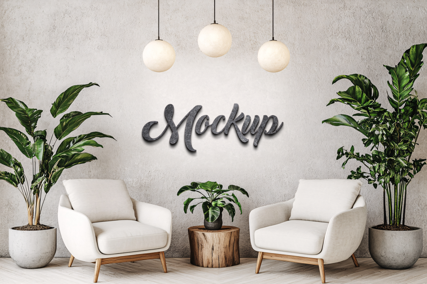 natural modern indoor wall logo mockup psd