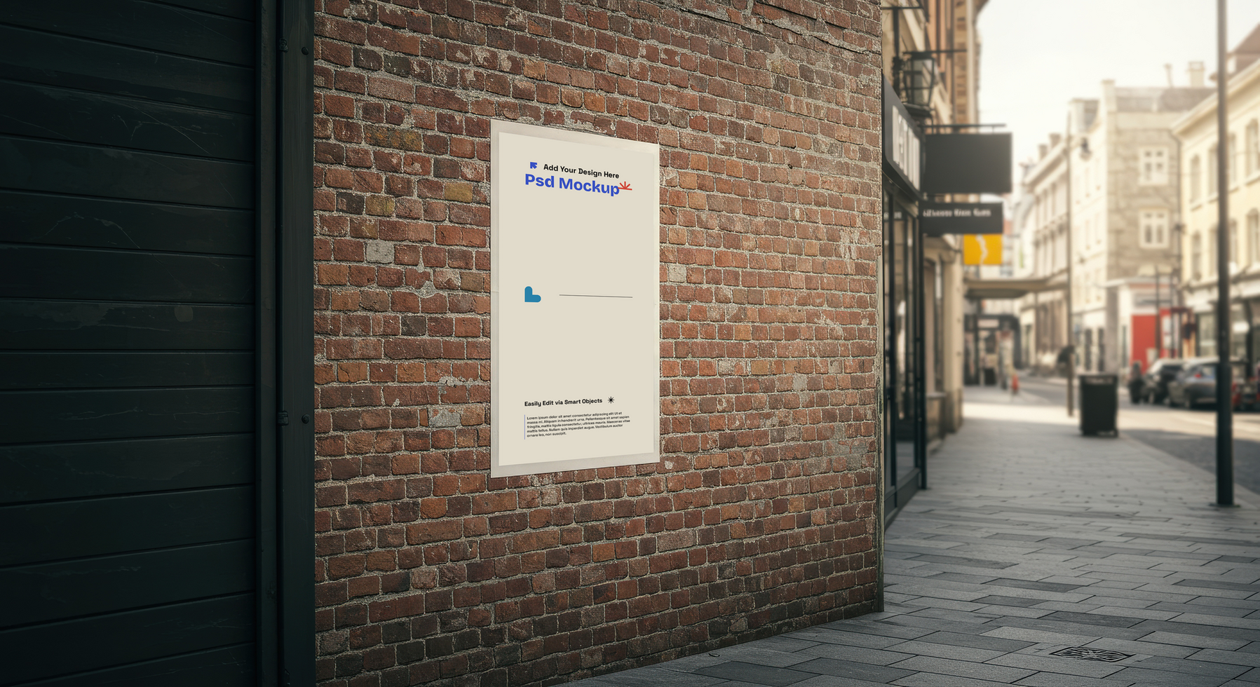 Street Wall Poster Mockup Perfect for Displaying Urban Advertising Campaigns, 4K with Editable Layers psd