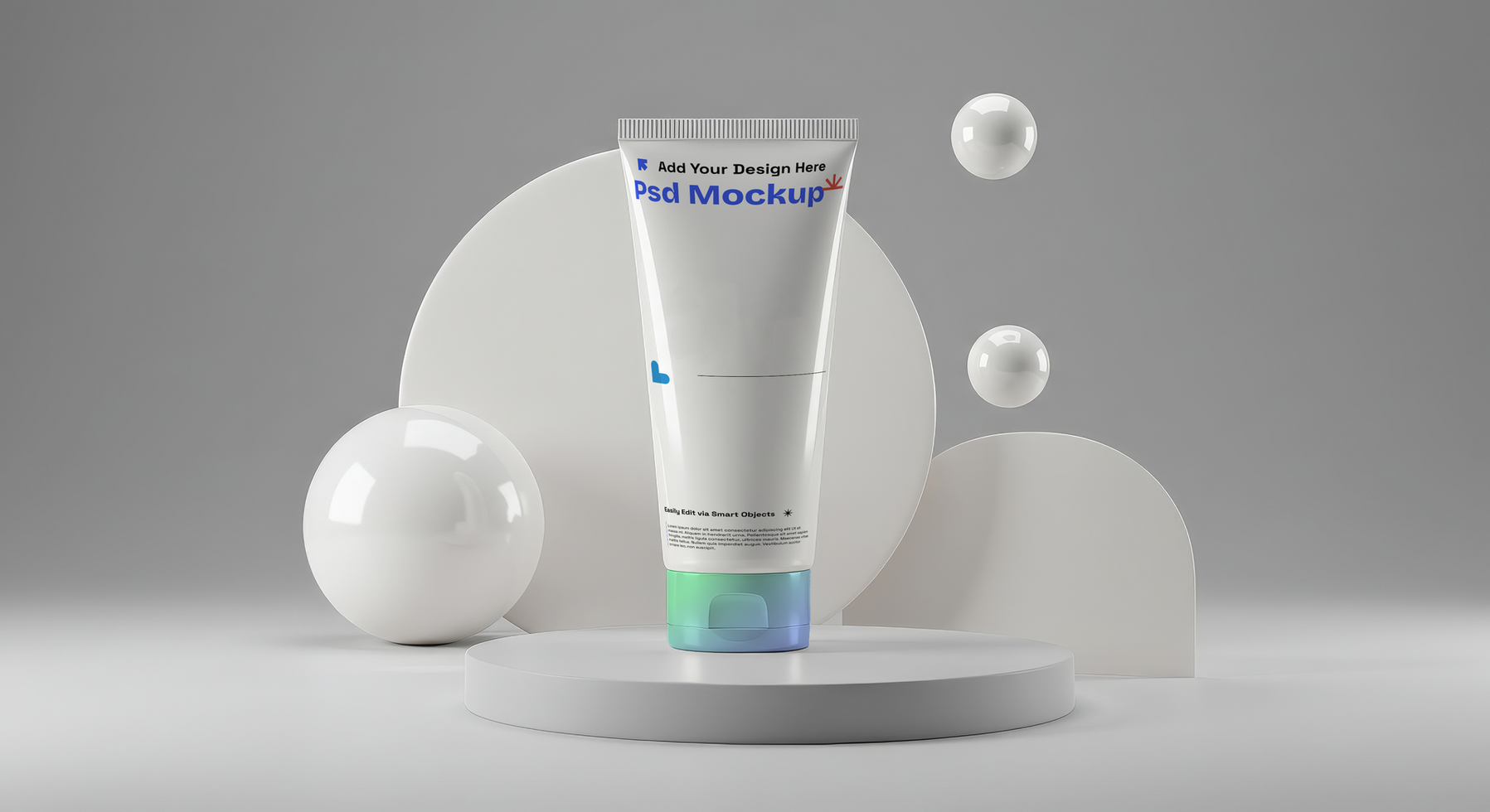 Cosmetic Product Tube Mockup with Modern Minimalism and Art Direction, 4K with Editable Layers psd
