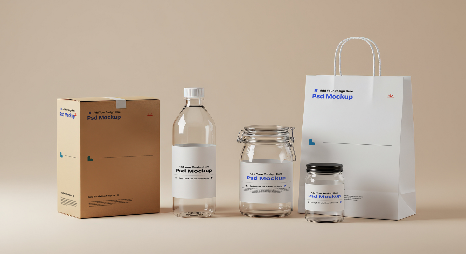 Versatile Packaging Scene Mockup Template for Branding Designs, 4K with Editable Layers psd