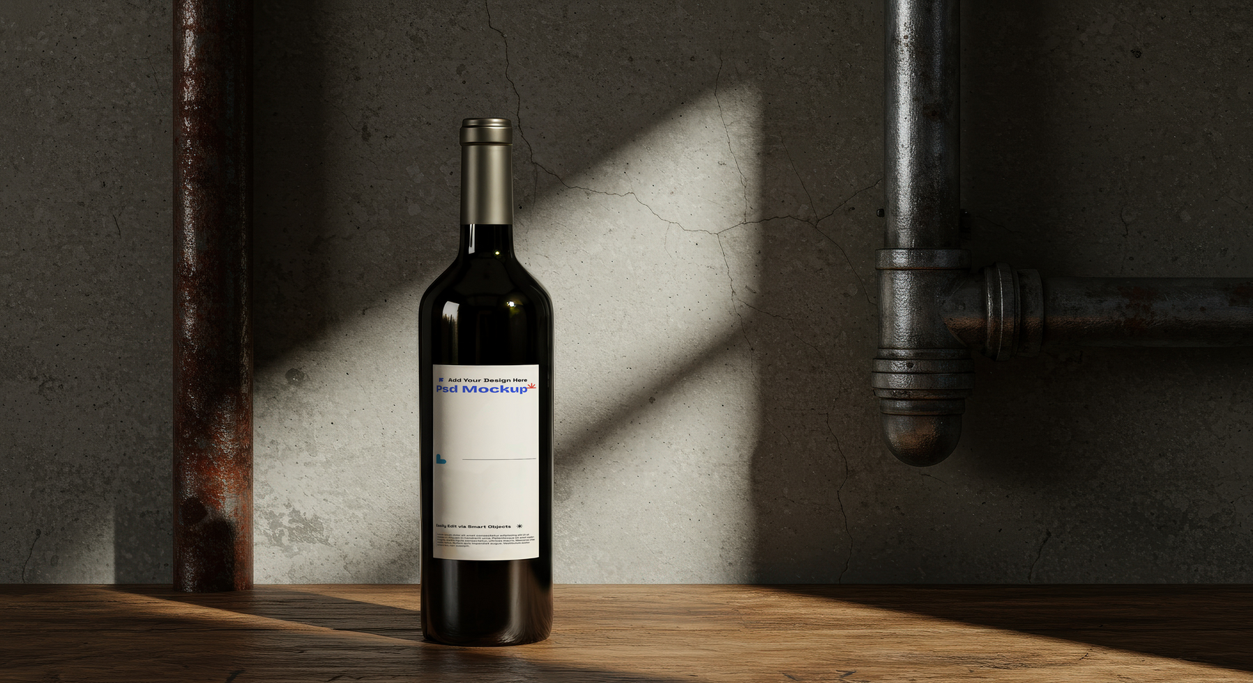 Wine Bottle Mockup with Modern Minimalism and High-Detail Textures, 4K with Editable Layers psd