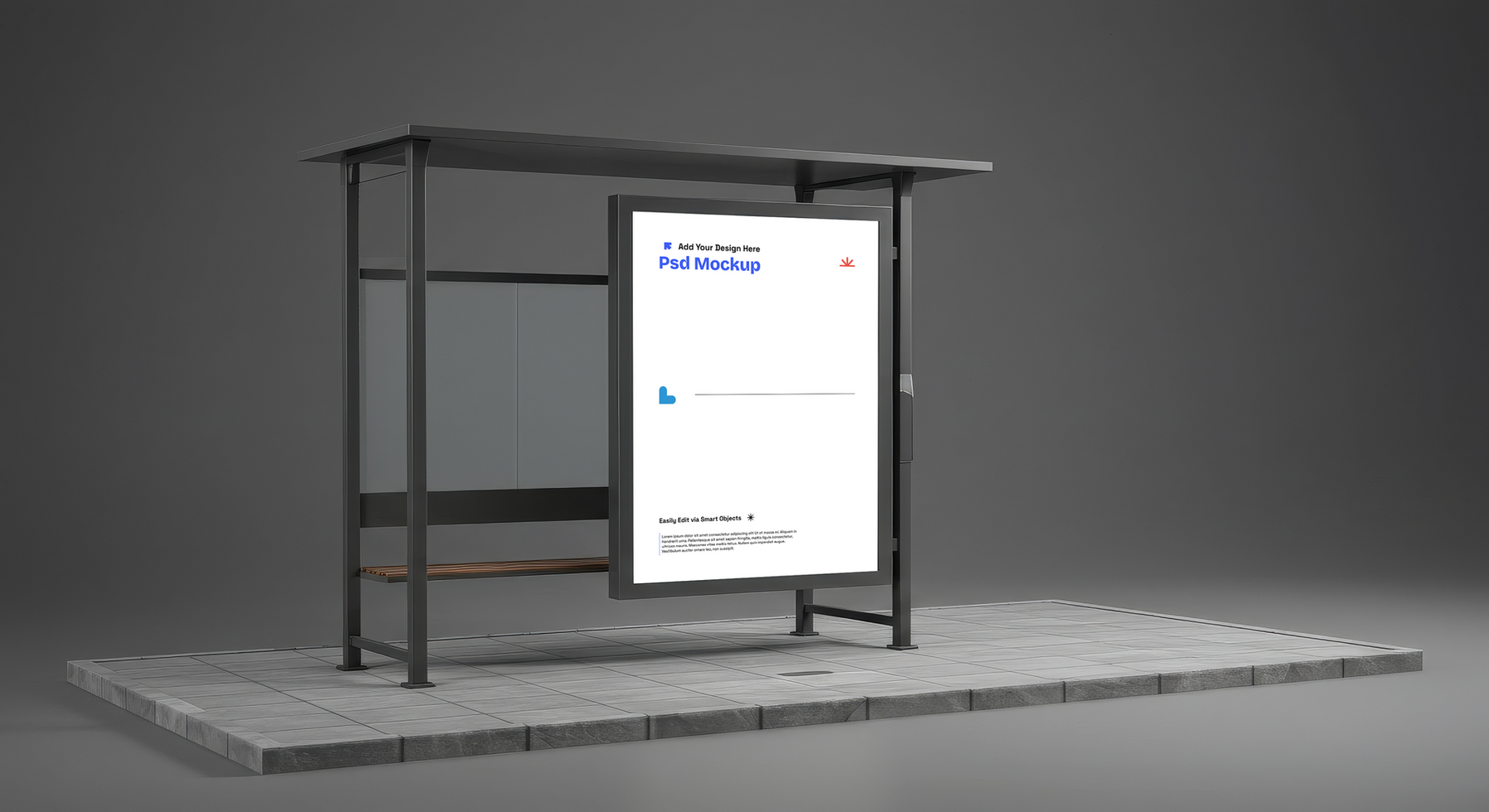 Bus Stop Advertising Mockup with Modern Minimalism and Art Direction, 4K with Editable Layers psd