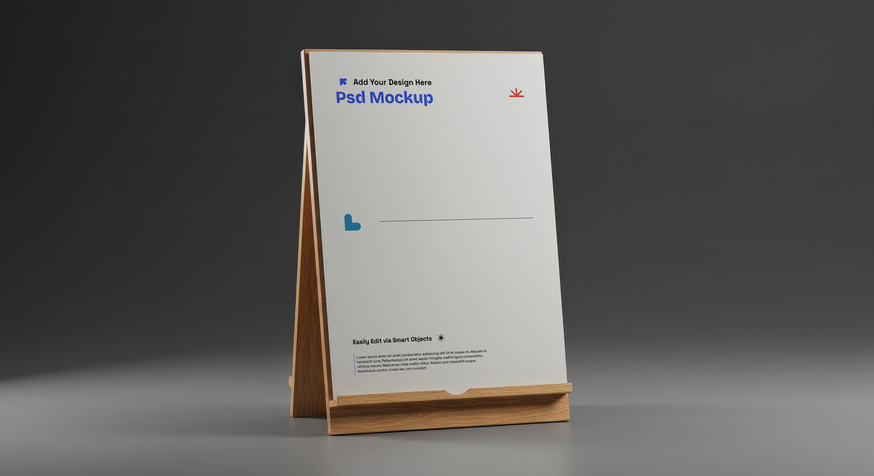 Poster on Wooden Stand Mockup with Minimalist Design and High-Detail Rendering, 4K with Editable Layers psd