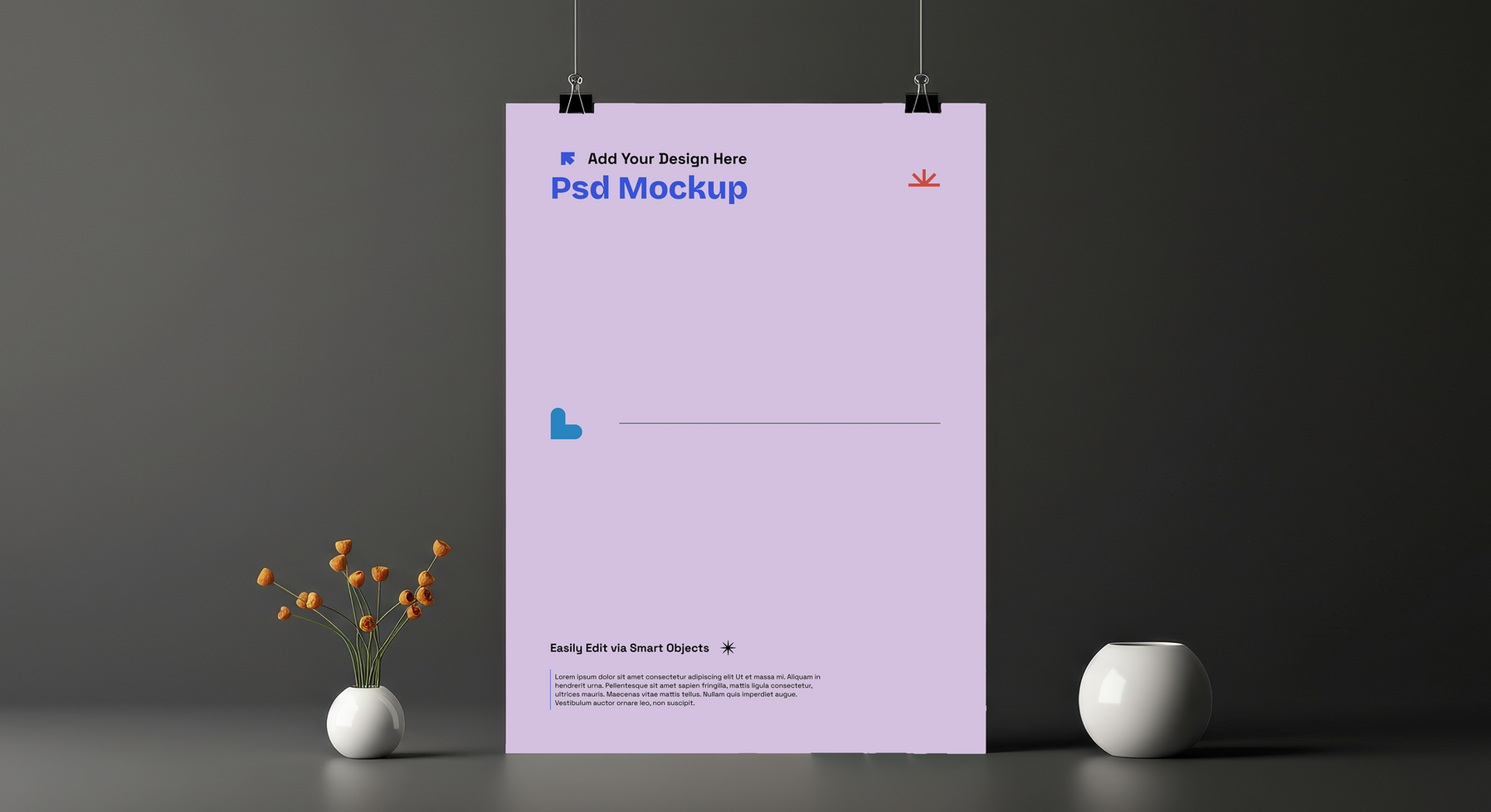 A4 Poster Mockup Set with Nordic Minimalism and Industrial Cues, 4K with Editable Layers psd