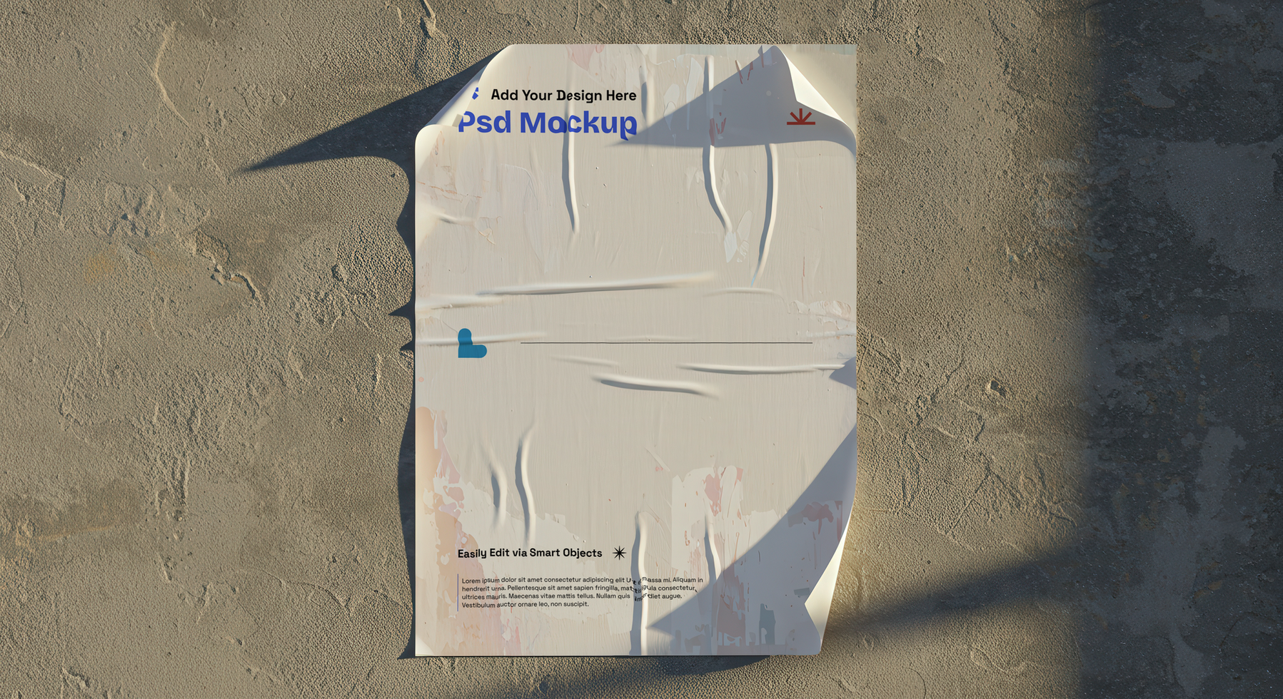 Authentic Urban Glued Street Poster Mockup Template, 4K with Editable Layers psd