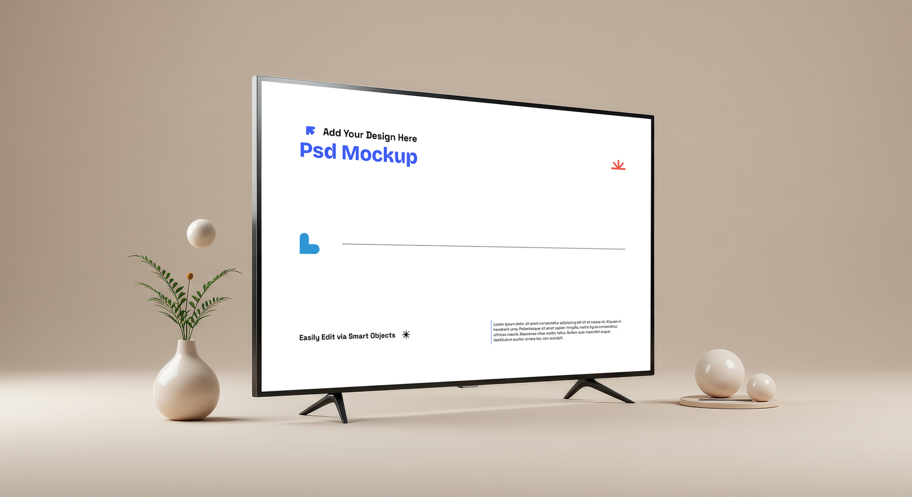 Smart TV Mockup with Modern Minimalism and Art Direction 4k, 4K with Editable Layers psd