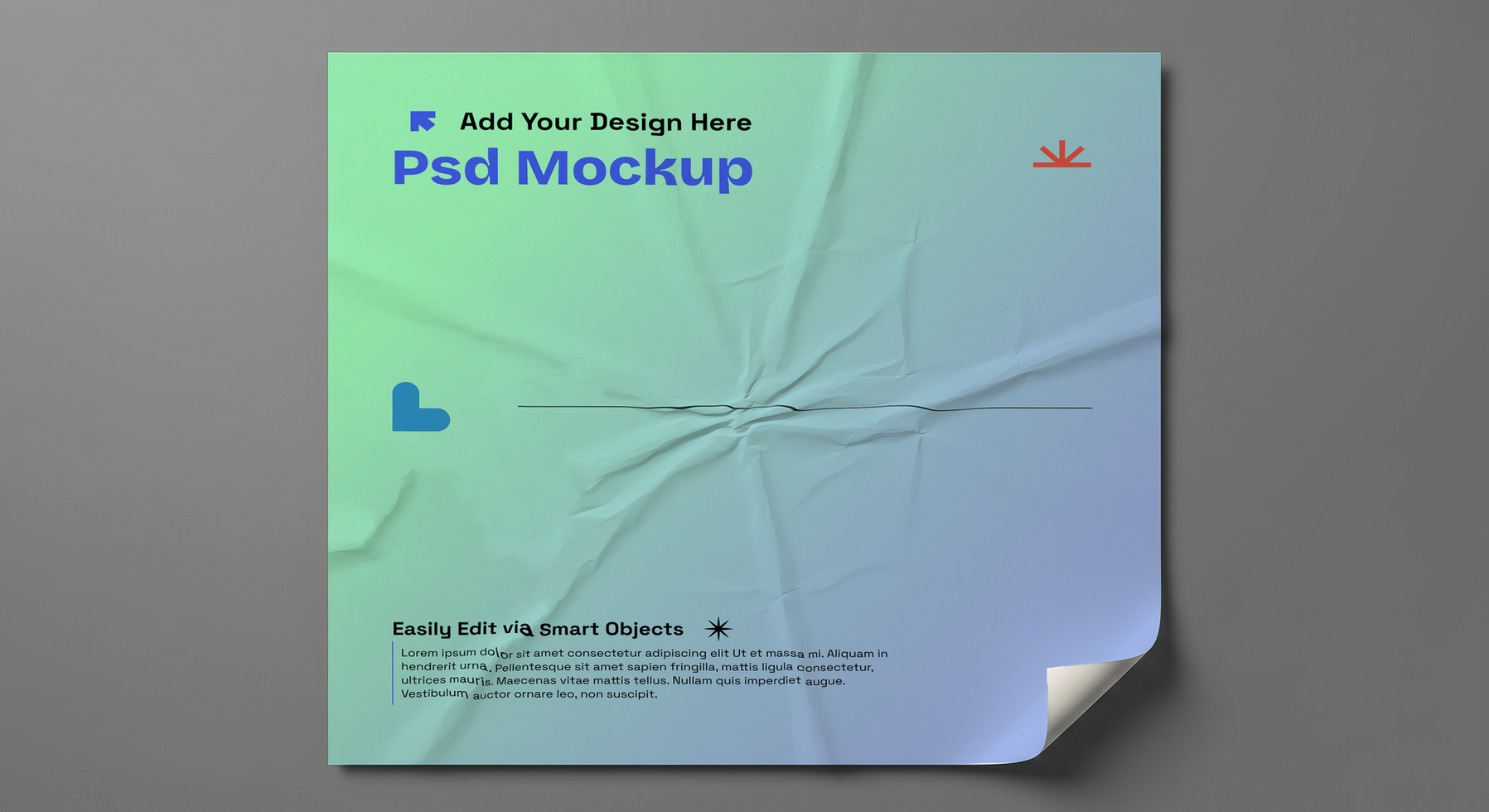 Wrinkled Square Poster Mockup for Authentic Texture Displays, 4K with Editable Layers psd