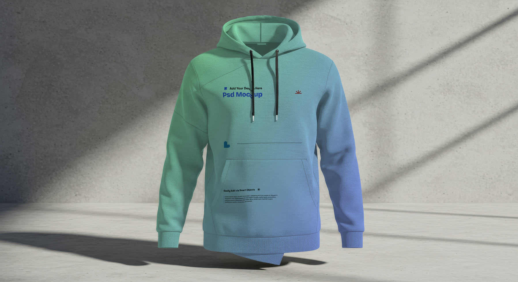 Nordic Minimalist Hoodie Mockup with Industrial Elements, 4K with Editable Layers psd