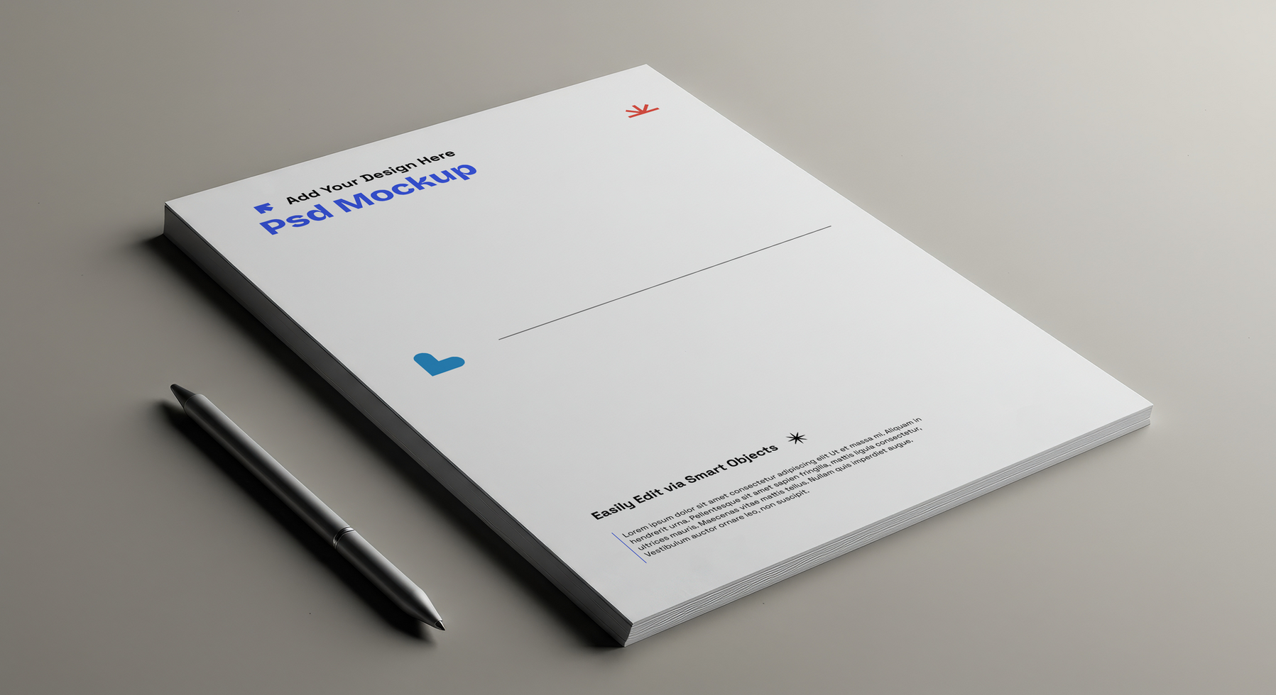 Photorealistic Letterhead Paper Mockup for Logo Design Showcase, 4K with Editable Layers psd