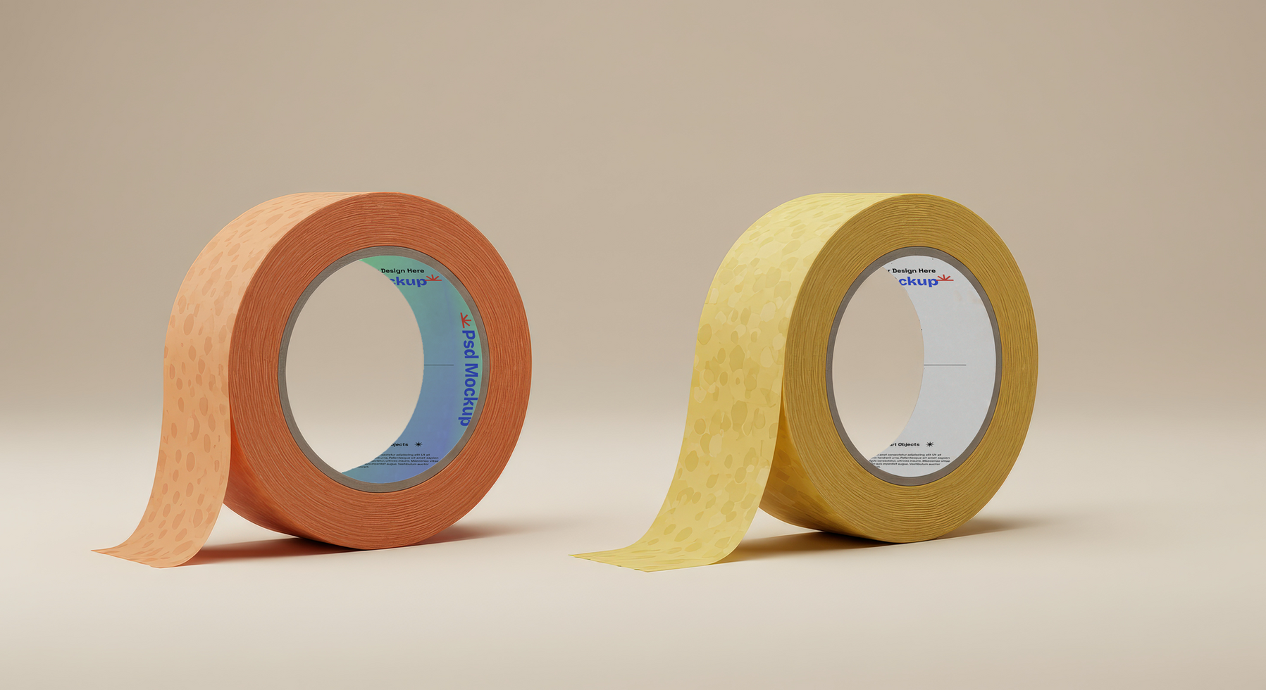 Modern Minimalist Adhesive Tape Mockup with Studio Lighting, 4K with Editable Layers psd