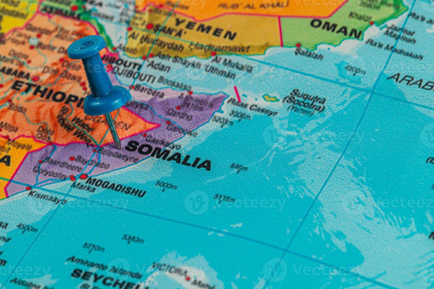 Explore the location of Somalia on a detailed world map photo