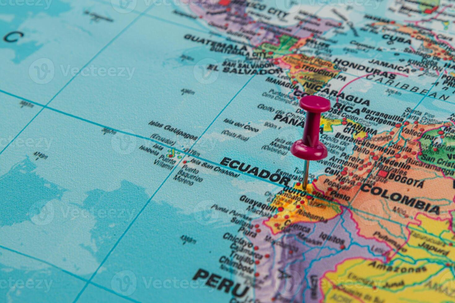 Map highlighting Ecuador's location in South America photo