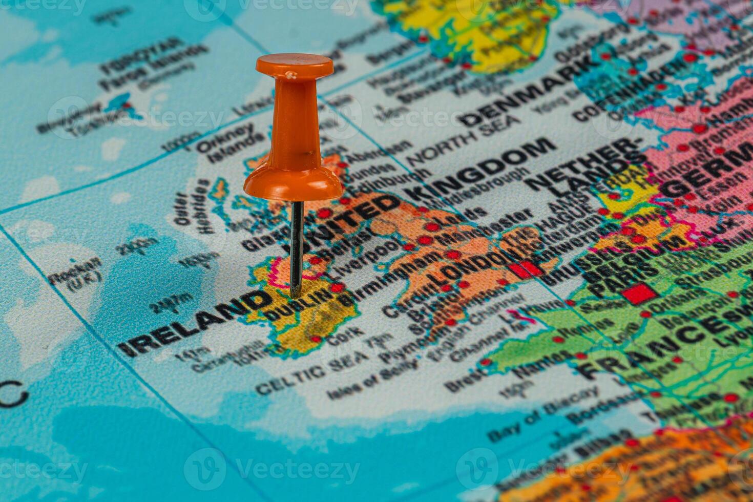 Location pin on Ireland map highlights Dublin city photo