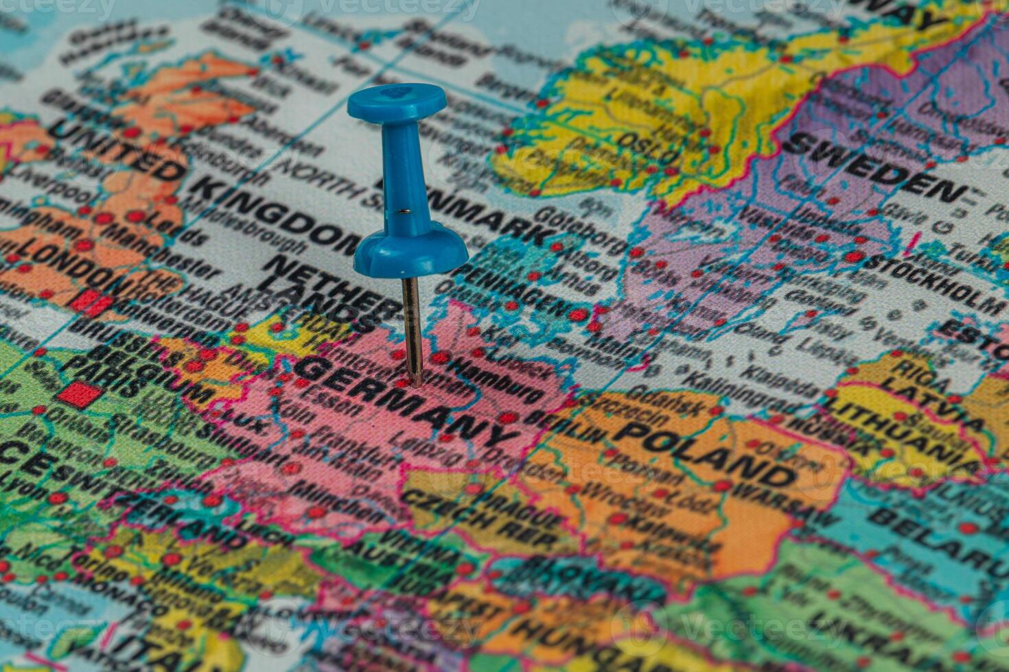 Exploring the central region of Germany on a colorful map photo