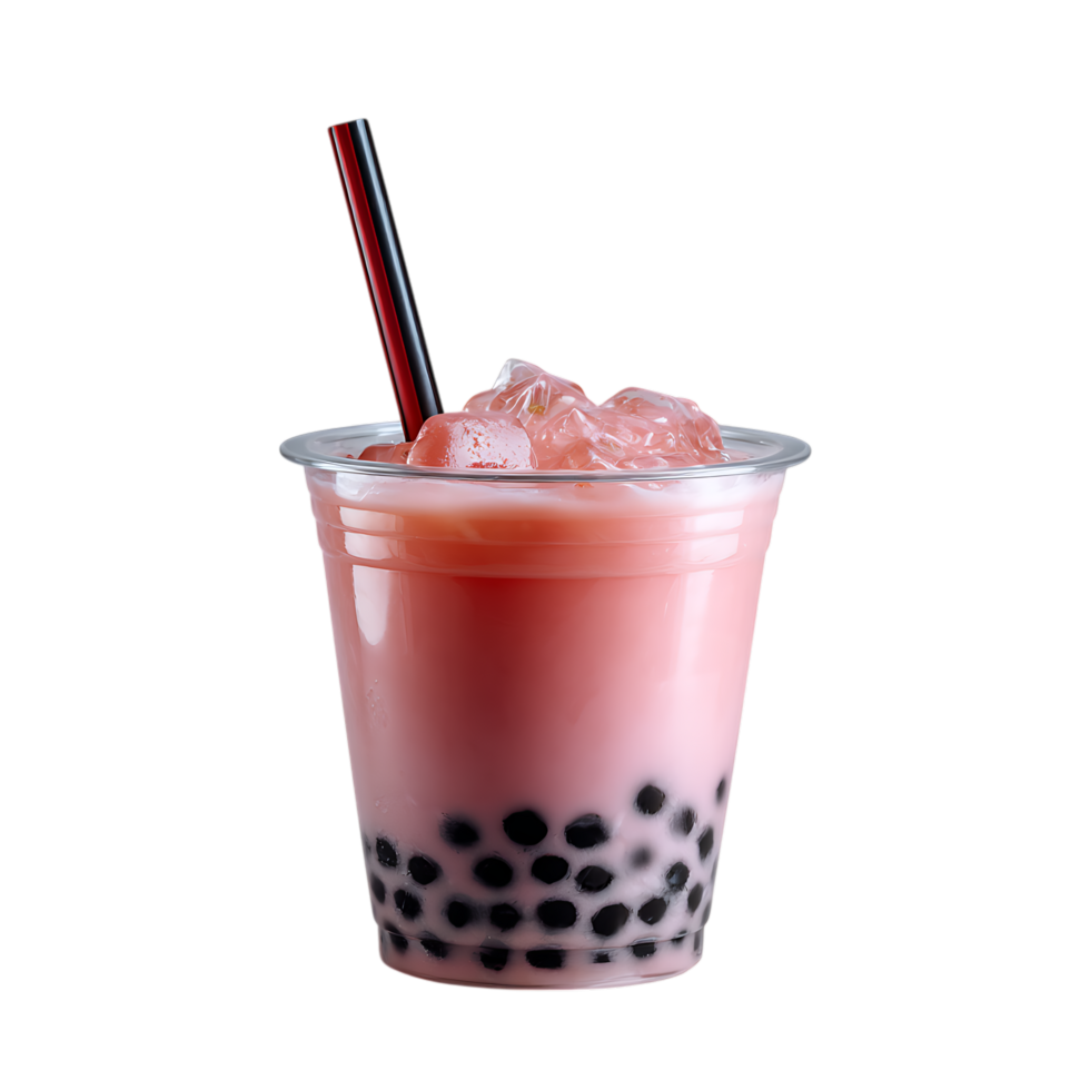 Pink Bubble Tea Recipe against transparent background png