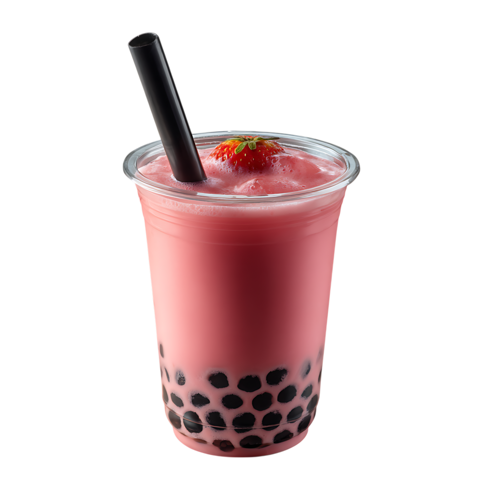 Strawberry Boba Smoothie Recipe against transparent background png