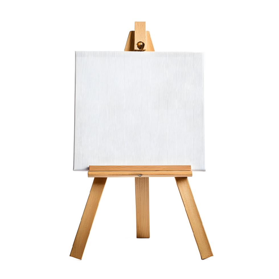 Simple Wooden Easel with Blank White Canvas png