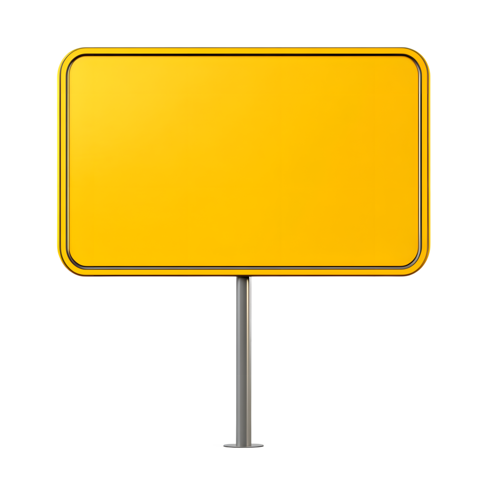 Blank Yellow Sign on a Pole, Ready for Customization png