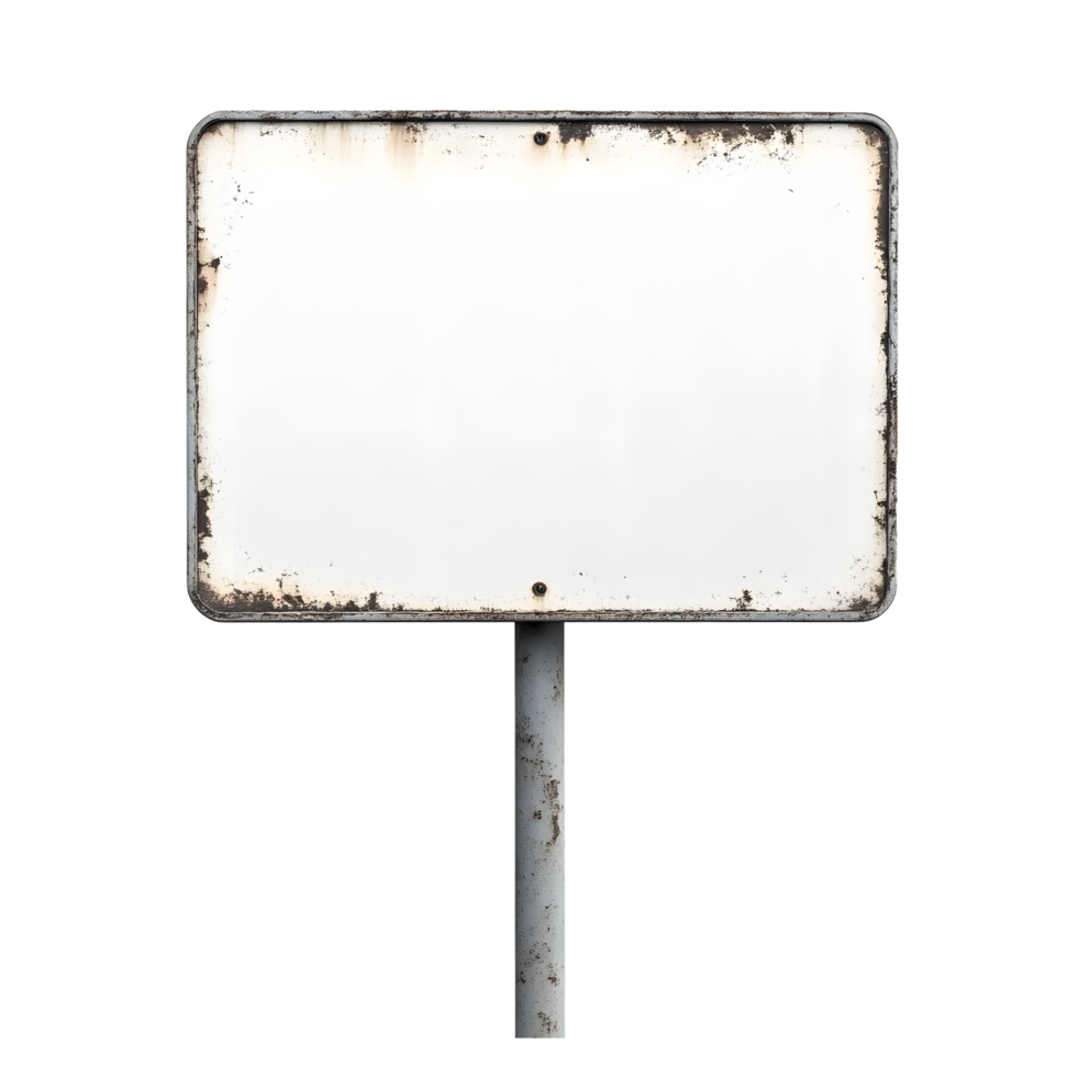 Blank, weathered metal sign post, perfect for mockups png