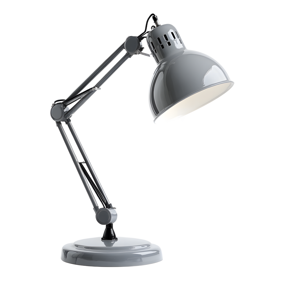 Sleek Gray Adjustable Desk Lamp, Perfect for Home Office png