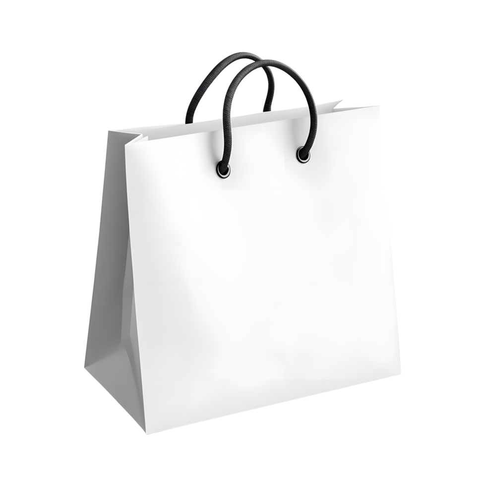 Blank White Shopping Bag with Black Handles, Ready for Branding png