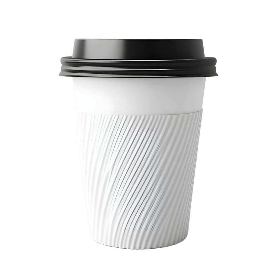 Blank Disposable Coffee Cup with Lid and Sleeve, Ready for Branding png