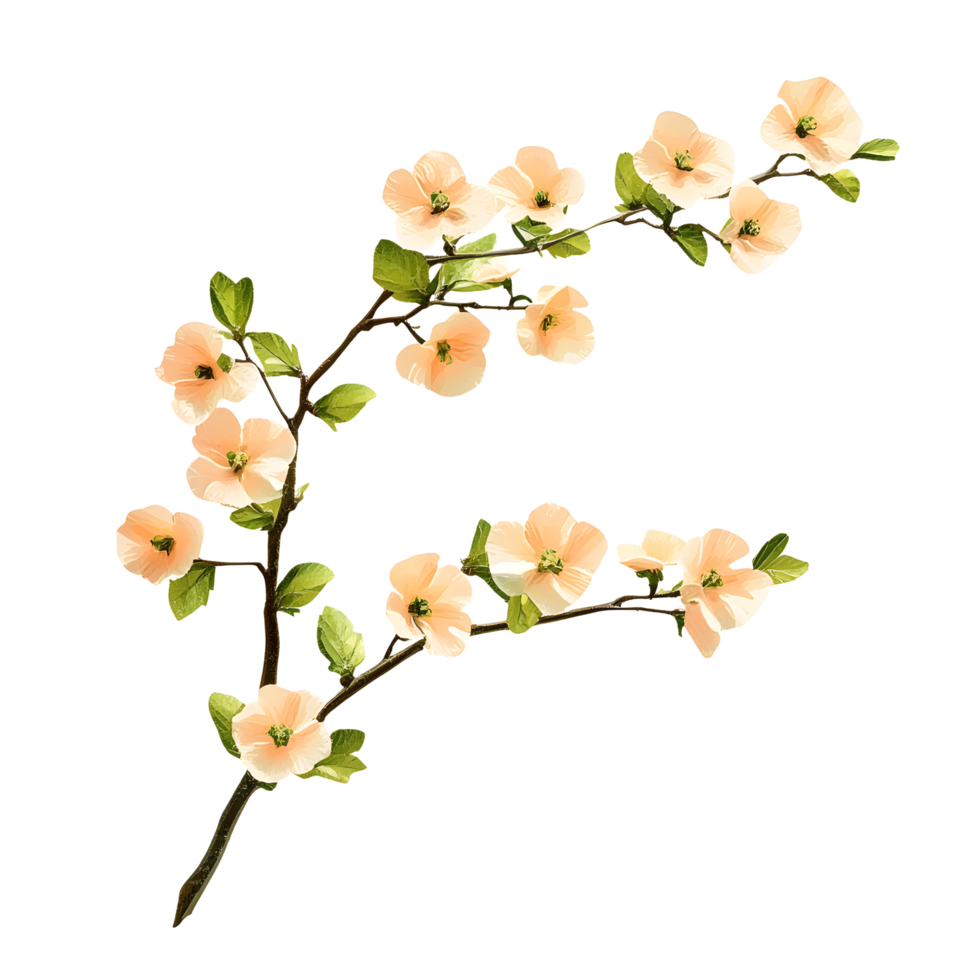 Delicate Peach Blossoms Branch Against Transparent Background png