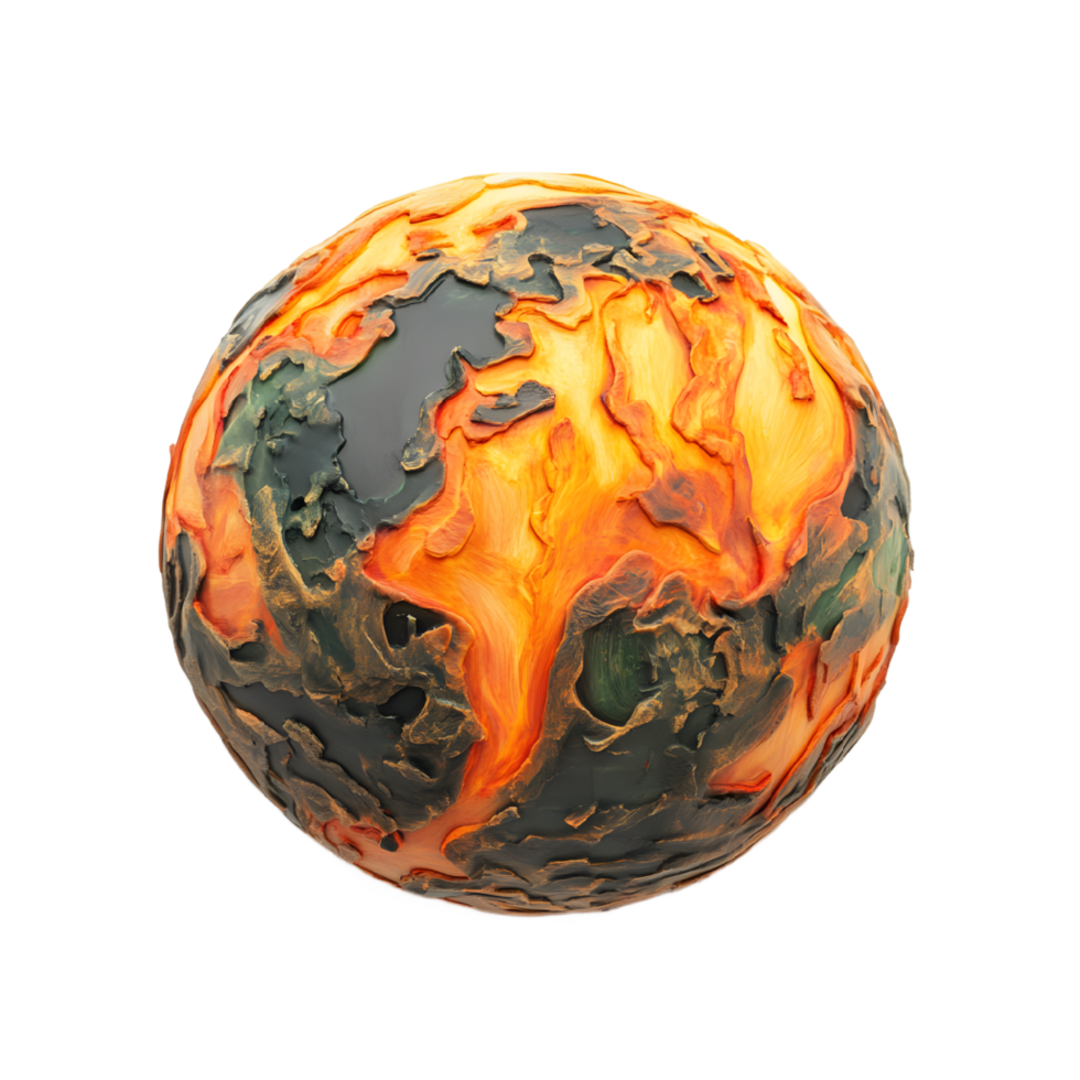A stylized 3D model of a volcanic Earth png