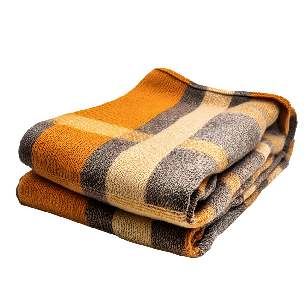 Cozy, warm, and stylish folded plaid blanket. png