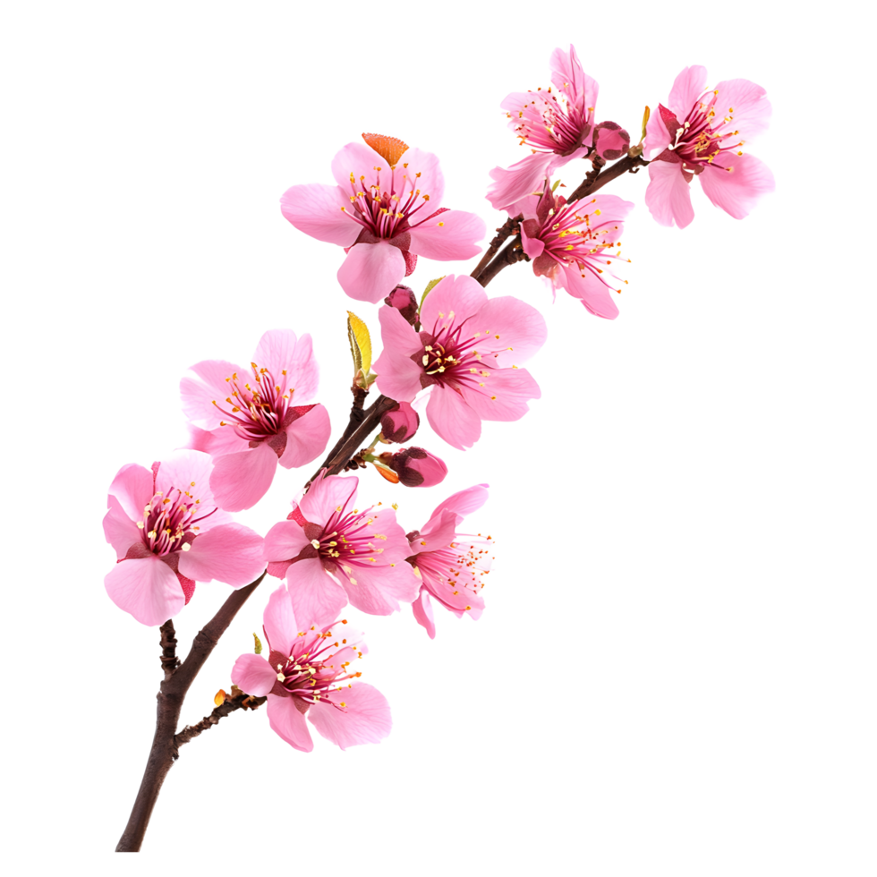 A beautiful branch with blooming pink flowers. png