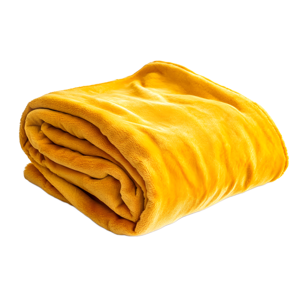 A cozy, mustard-yellow plush blanket, perfect for home decor. png