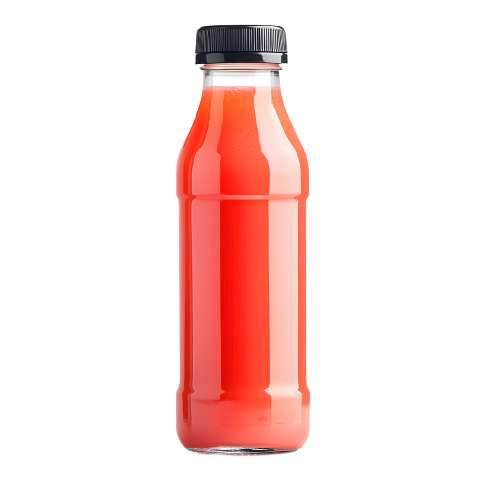 Vibrant Red Juice Bottle Against a Transparent Background png