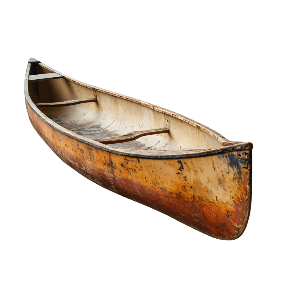 Aged Wooden Canoe on Transparent Background png