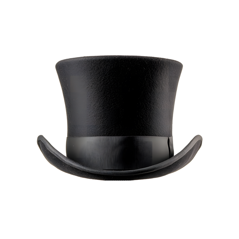 Elegant Black Top Hat Against Transparent BackgroundElegant Black Top Hat Against Transparent Background png