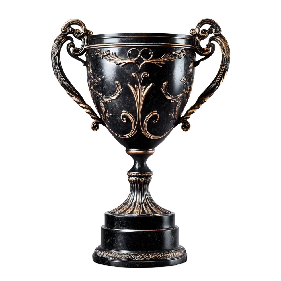 Elegant Black Trophy with Gold Accents, Perfect for Award Ceremonies png