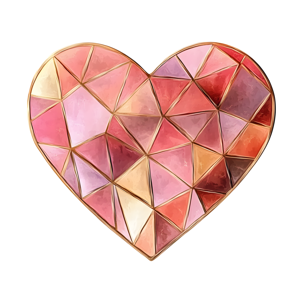 A beautiful, geometric heart-shaped makeup palette design. png